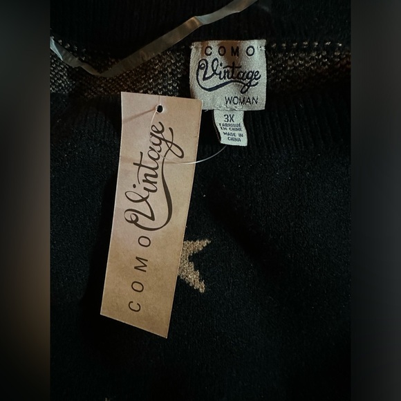 NWT Como Vintage Sweater Black with Gold Stars Plus Sizes - Picture 9 of 9